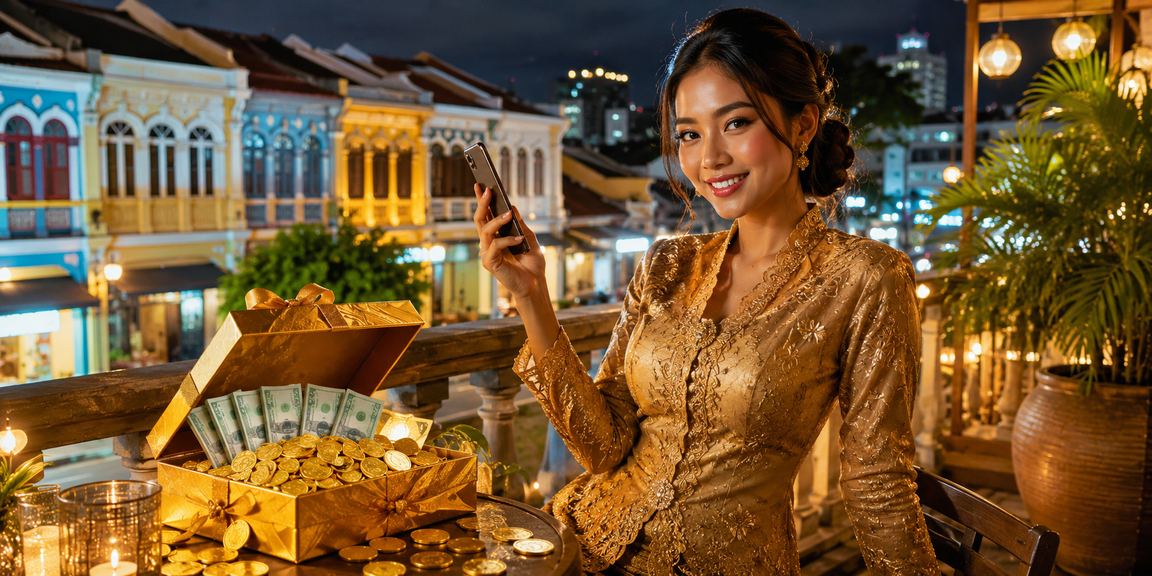 Pemain wanita Penang bermain kasino mudah alih dengan telefon pintar